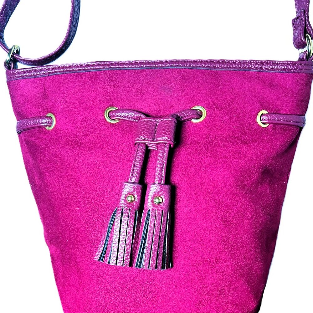 Tara' Faux Suede Bucket Bag, Bordeaux